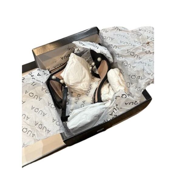 AQUA by Bloomingdales Salto Alto Pearl Stiletto Heels in Black – Size 6B - Picture 8 of 9